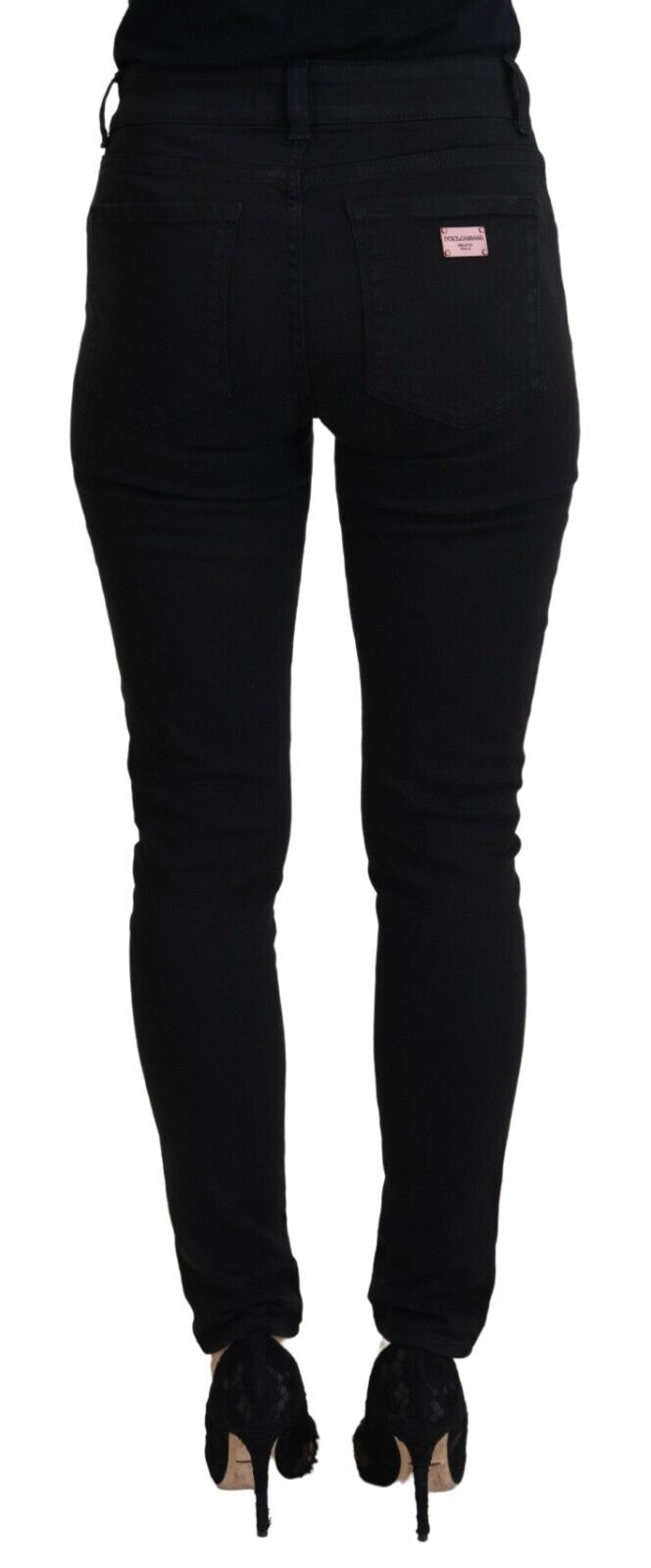 Dolce & Gabbana Schwarze Baumwolljeans mit hoher Taille aus lässigem Denim