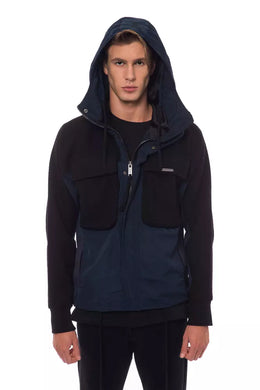 Nicolo Tonetto Schwarze Wolljacke für Herren mit Kapuze und Taschen