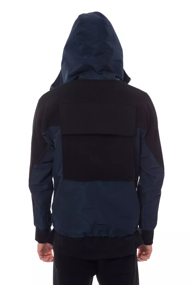Nicolo Tonetto Schwarze Wolljacke für Herren mit Kapuze und Taschen