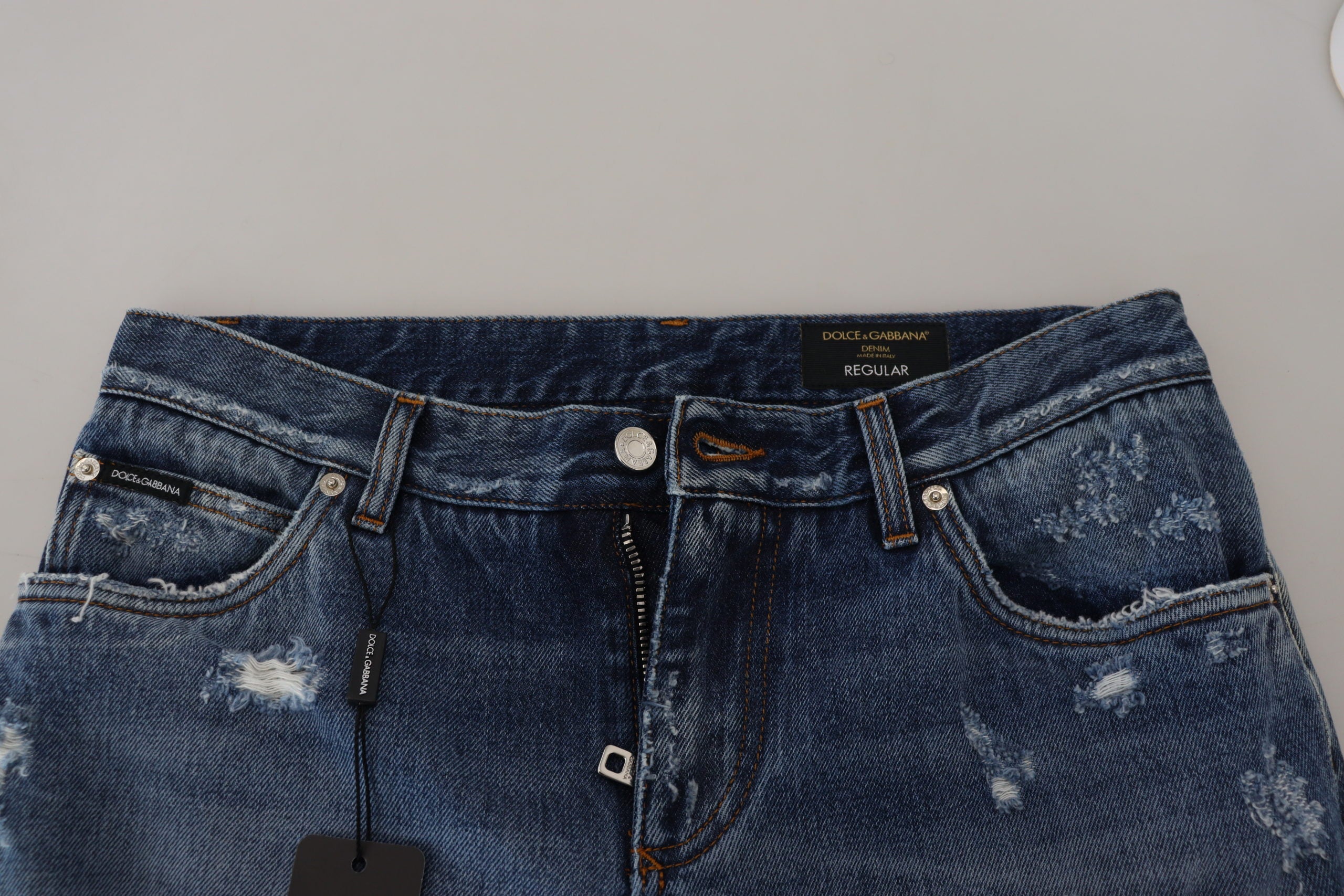 Dolce & Gabbana Blaue Baumwolle zerfleddert Männer Denim Jeans