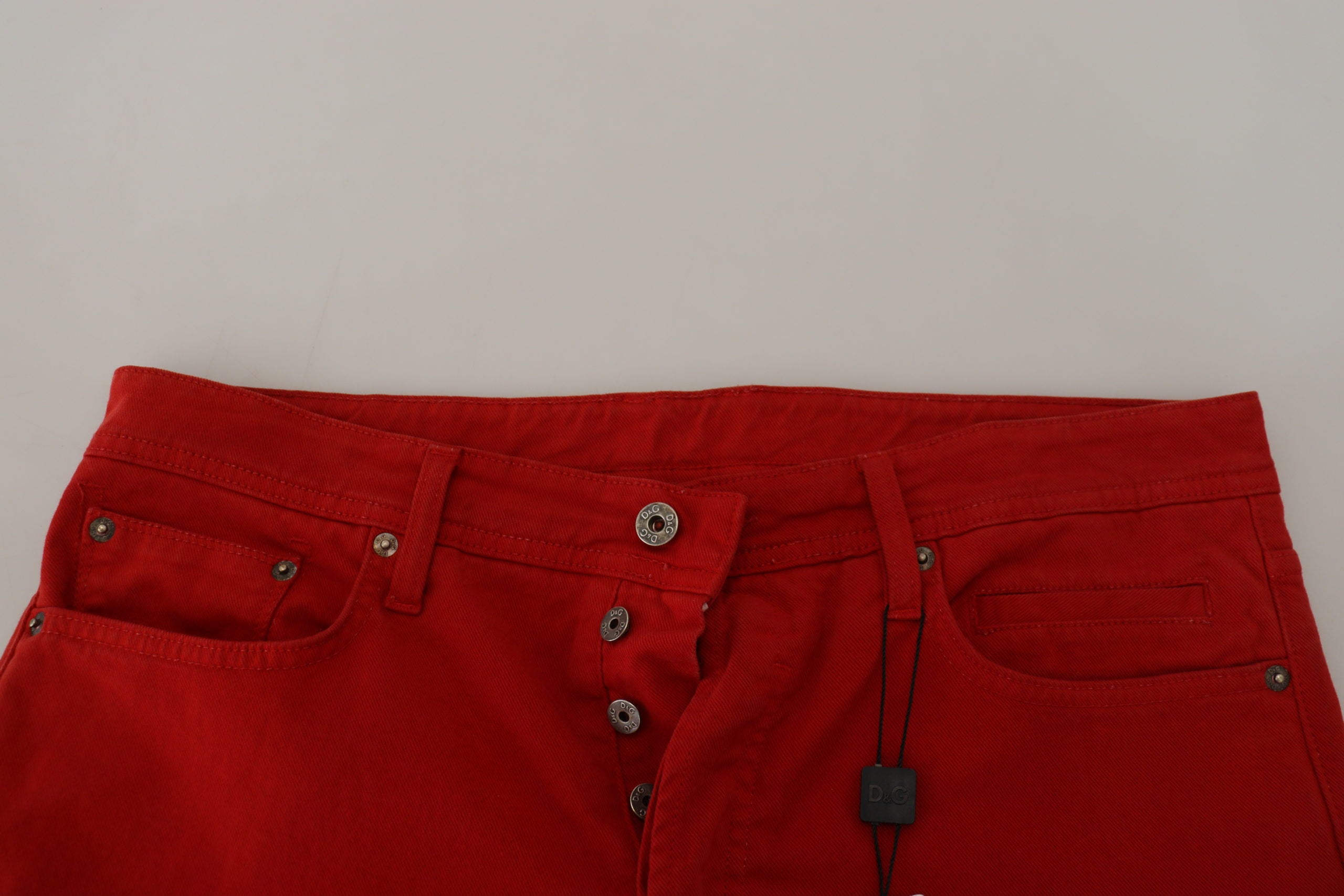 Dolce & Gabbana Rote Baumwolle Straight Fit Herren Denim Jeans