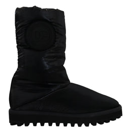 Dolce & Gabbana Schwarze Stiefel Gepolsterte Mittlere Wade Winterschuhe