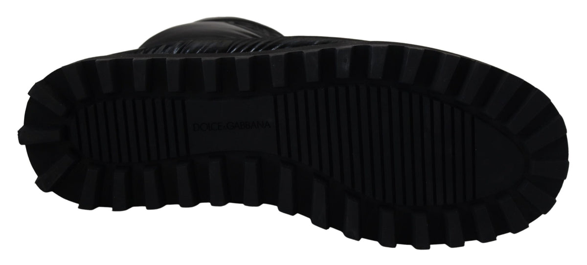 Dolce & Gabbana Schwarze Stiefel Gepolsterte Mittlere Wade Winterschuhe