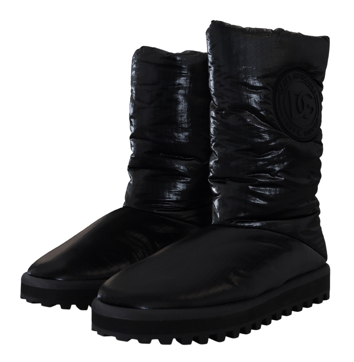 Dolce & Gabbana Schwarze Stiefel Gepolsterte Mittlere Wade Winterschuhe
