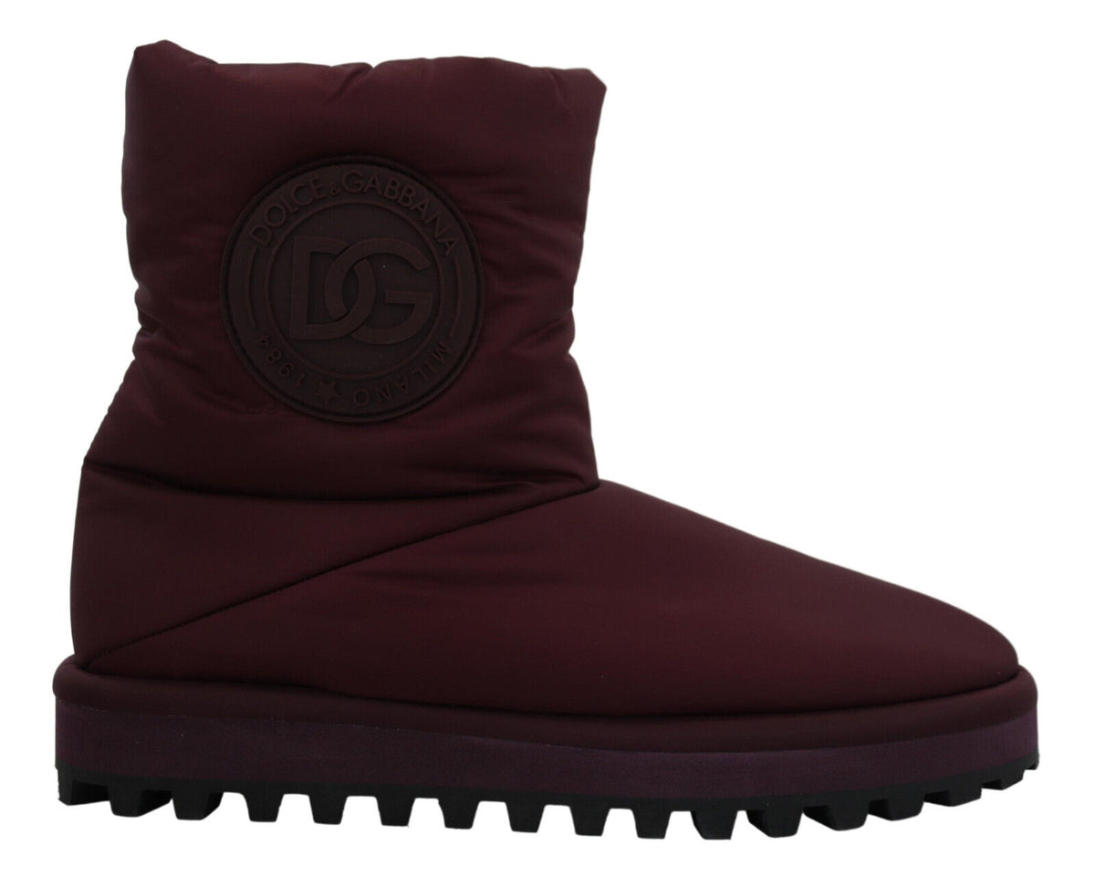 Dolce & Gabbana Bordeaux Nylonstiefel Gepolsterte Halbschuhe