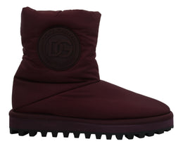 Dolce & Gabbana Bordeaux Nylonstiefel Gepolsterte Halbschuhe