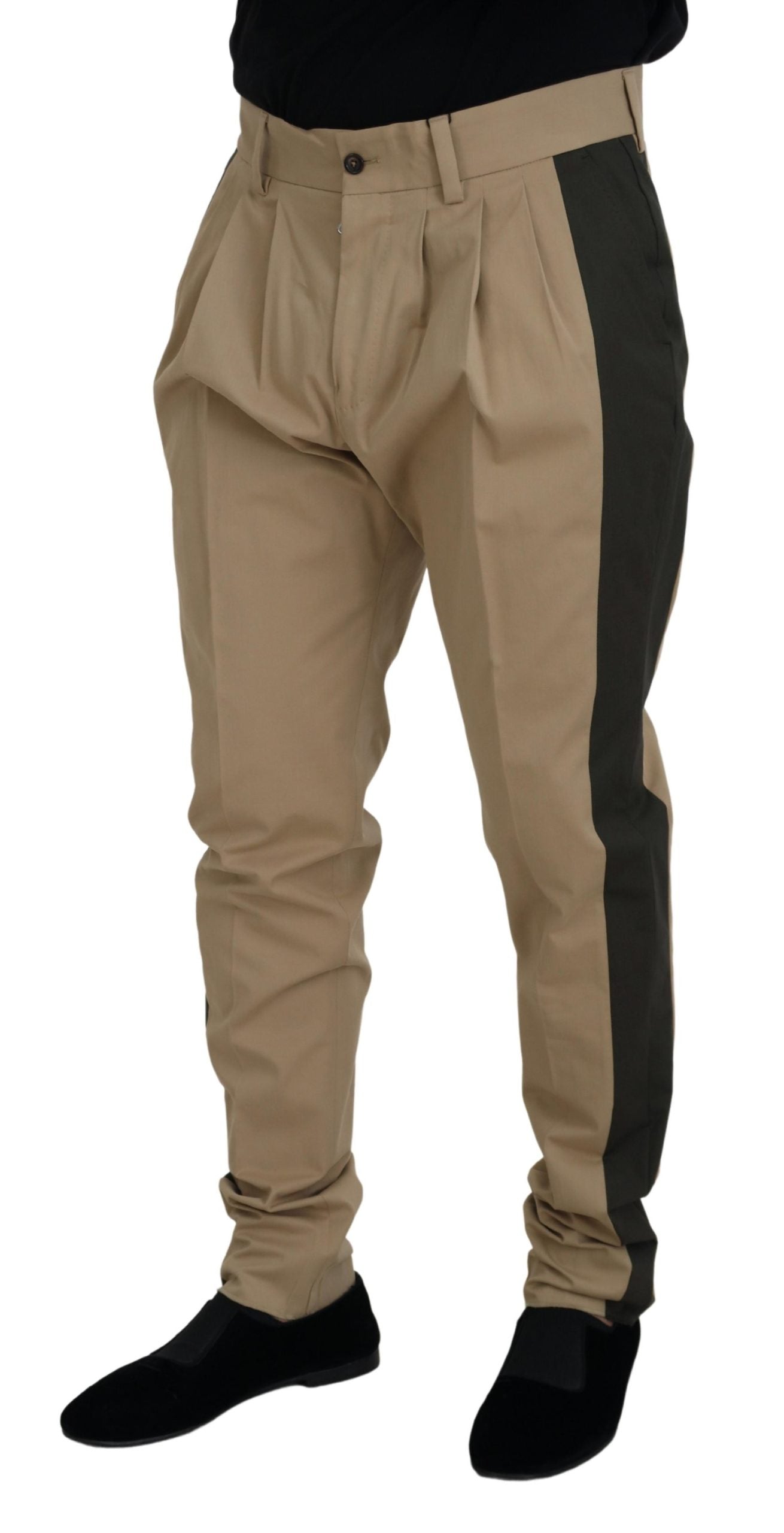 Dolce & Gabbana Braun Schwarz Baumwolle Chino Männer Hosen
