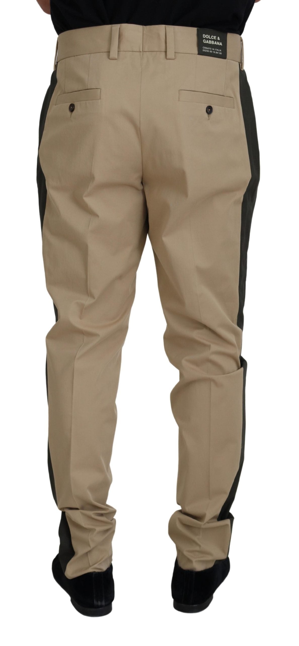 Dolce & Gabbana Braun Schwarz Baumwolle Chino Männer Hosen