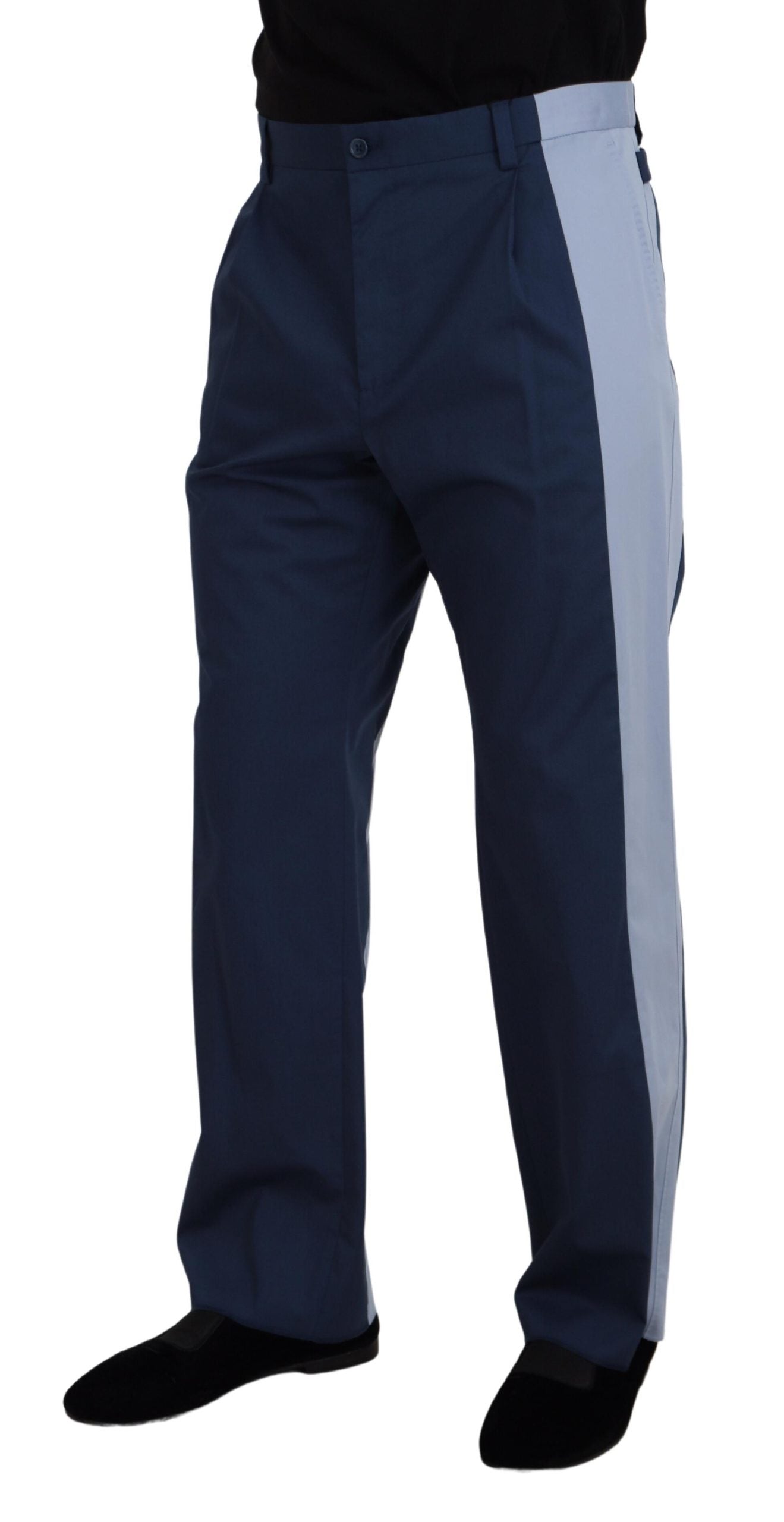 Dolce & Gabbana Blaue Baumwolle Straight Fit Hose