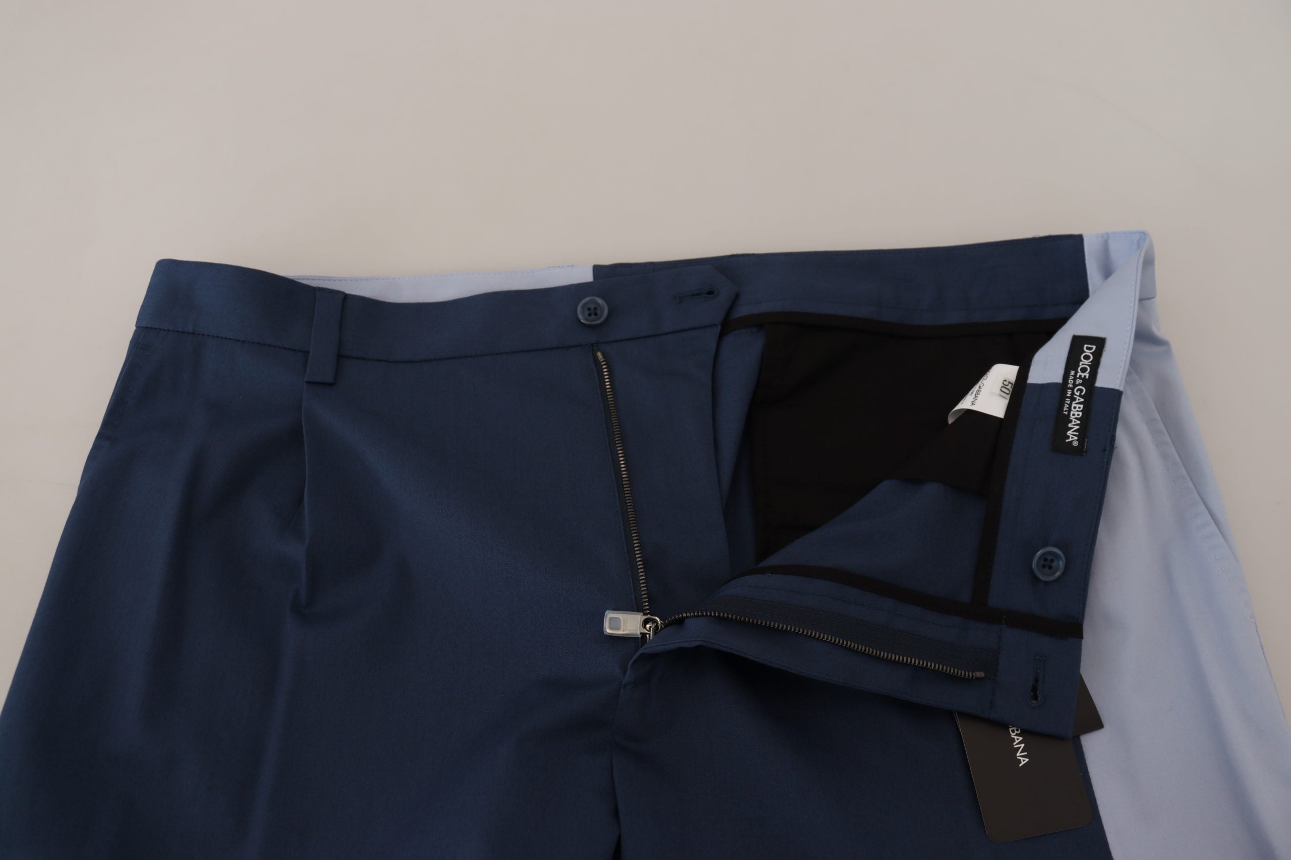 Dolce & Gabbana Blaue Baumwolle Straight Fit Hose