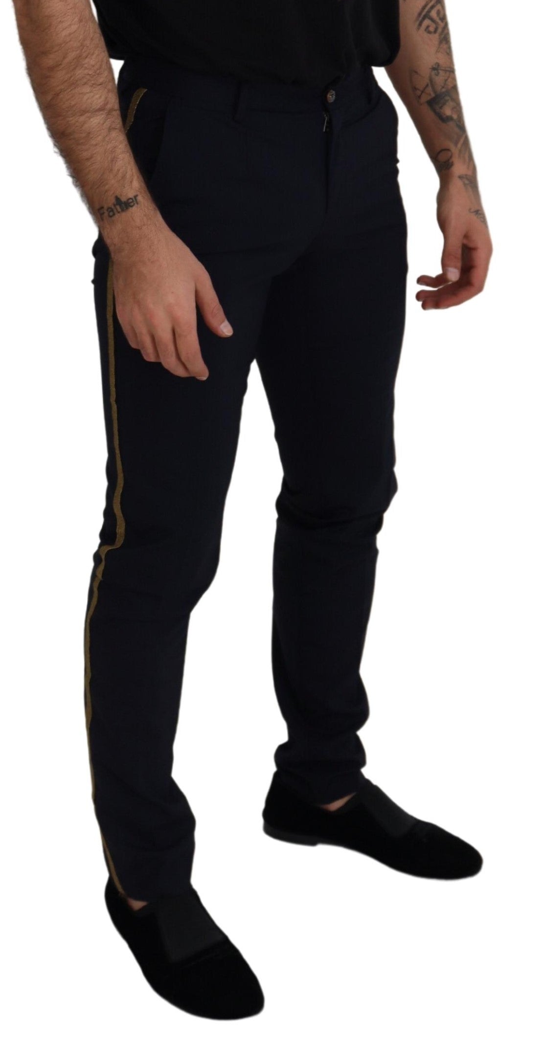 Dolce & Gabbana Schmale formelle Hose aus schwarzer Wolle