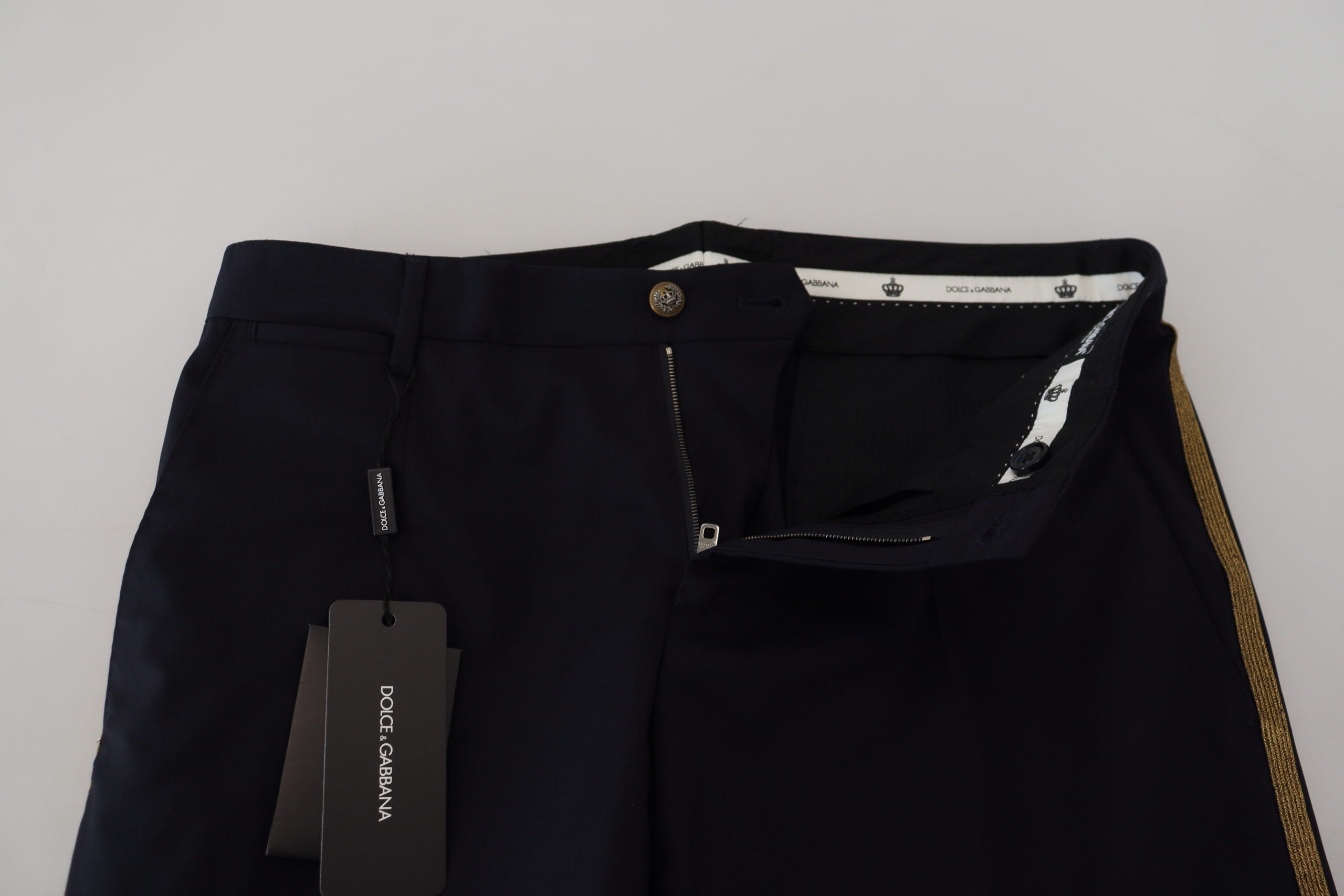 Dolce & Gabbana Schmale formelle Hose aus schwarzer Wolle
