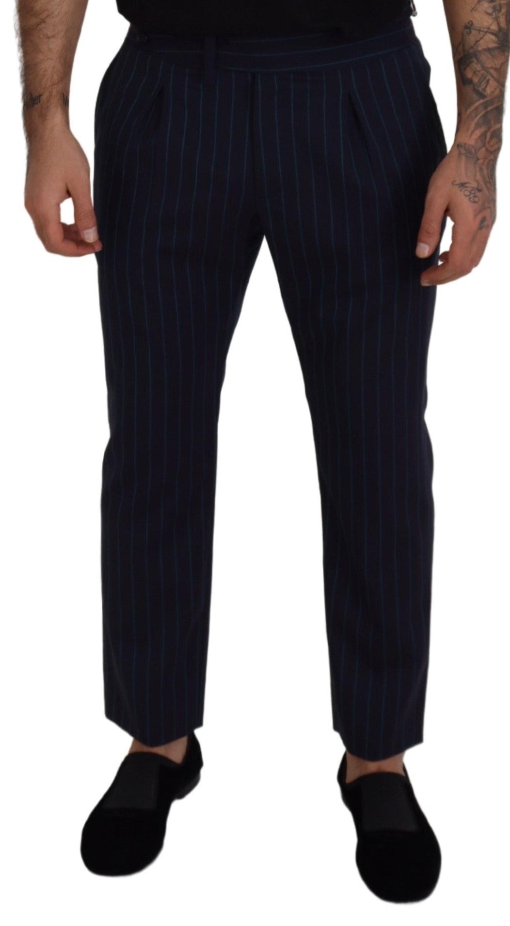 Dolce & Gabbana Blau gestreifte Herren Formal Hosen