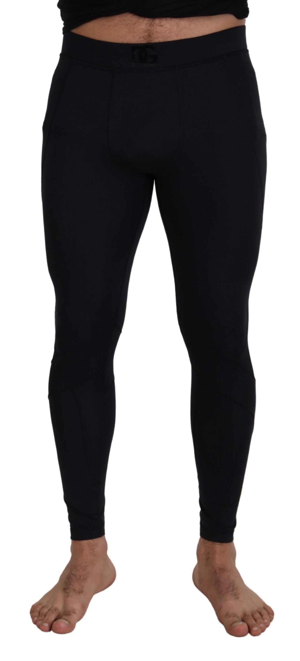 Dolce & Gabbana Schwarze Nylon Slim Fit Stretch-Hose