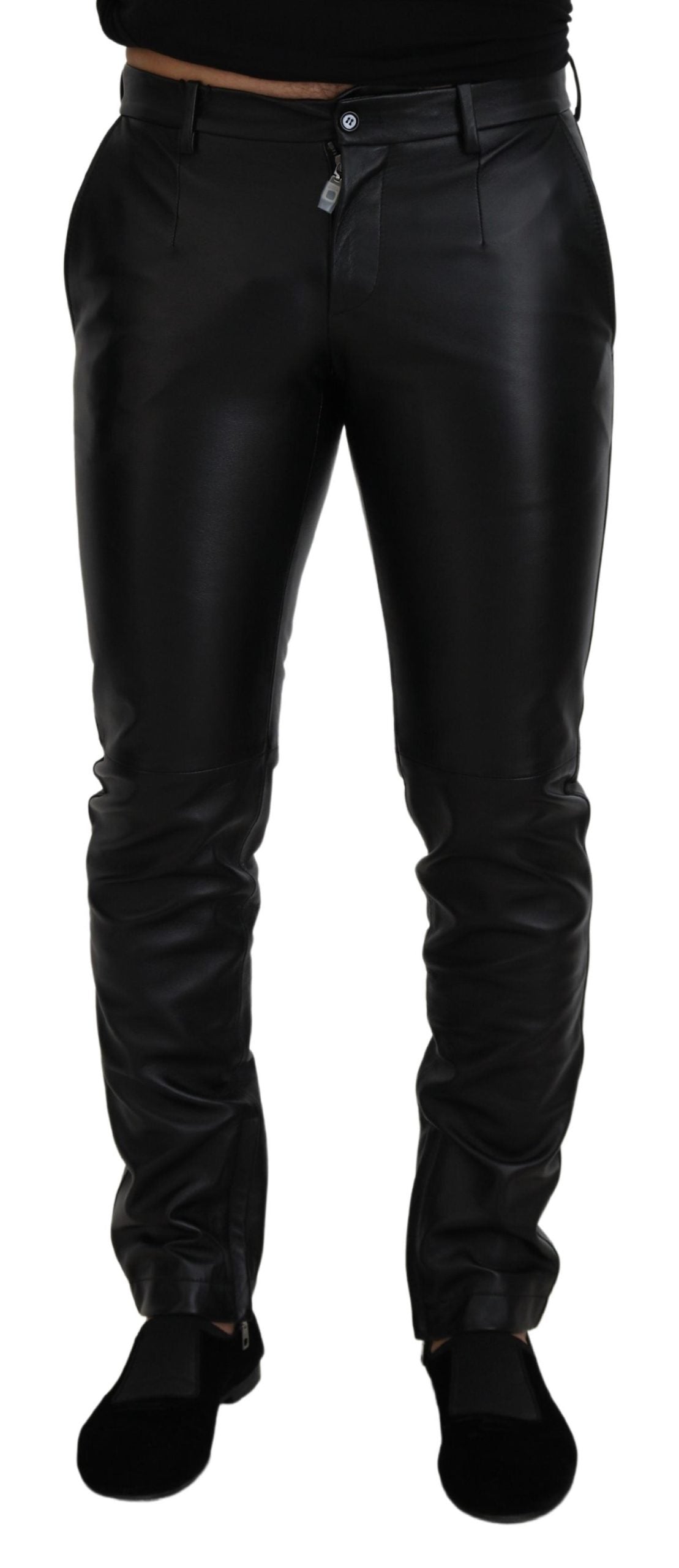 Dolce & Gabbana Schwarze glänzende Stretch-Skinny-Hose
