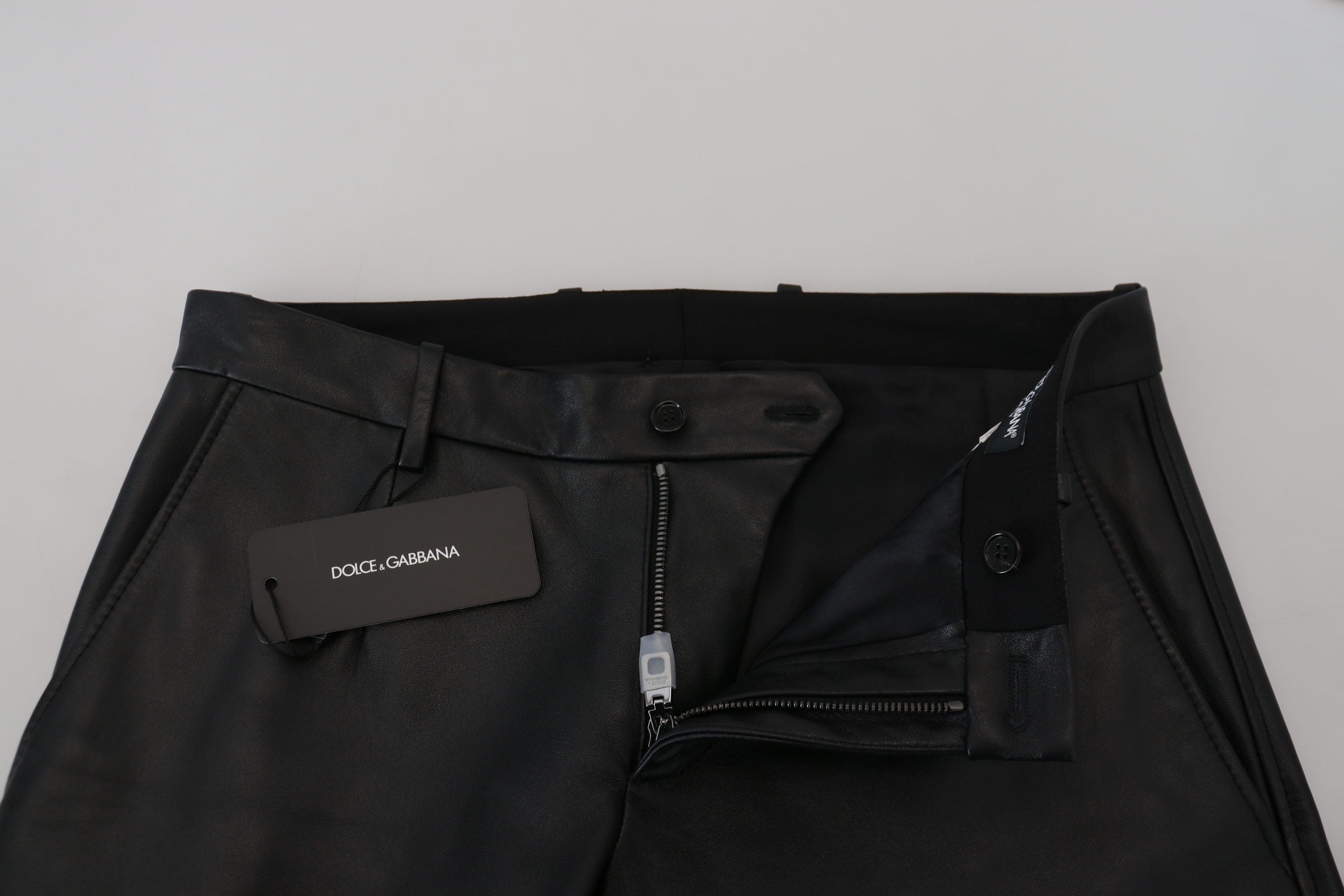 Dolce & Gabbana Schwarze glänzende Stretch-Skinny-Hose