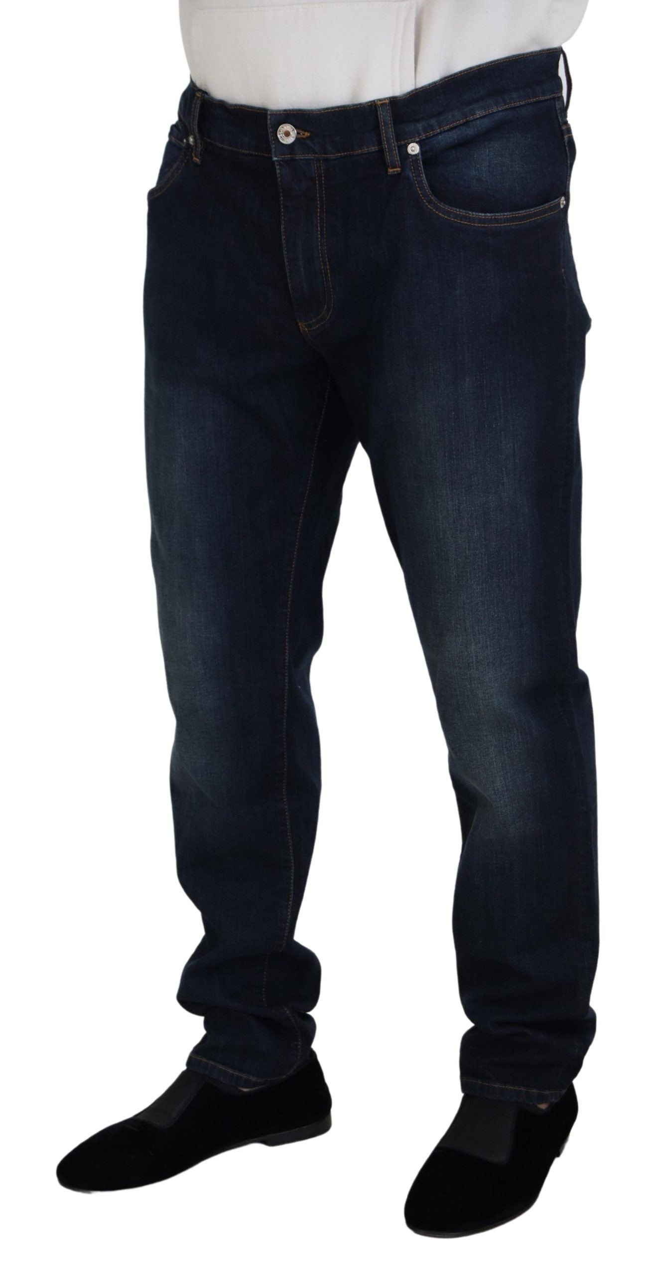 Dolce & Gabbana Blaue Baumwolle Straight Fit Casual Denim Jeans