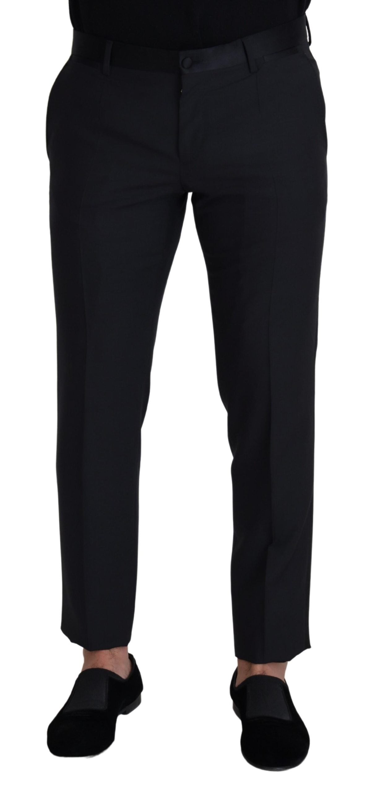 Dolce & Gabbana Schwarze Wolle Herren Formal Hosen