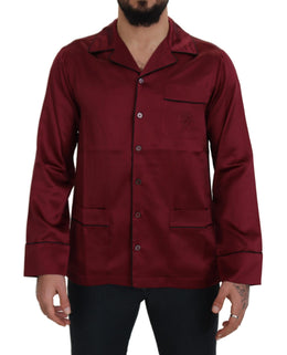 Dolce & Gabbana Rotes Seiden-Lounge-Top Pyjama-Schlafanzug-Shirt
