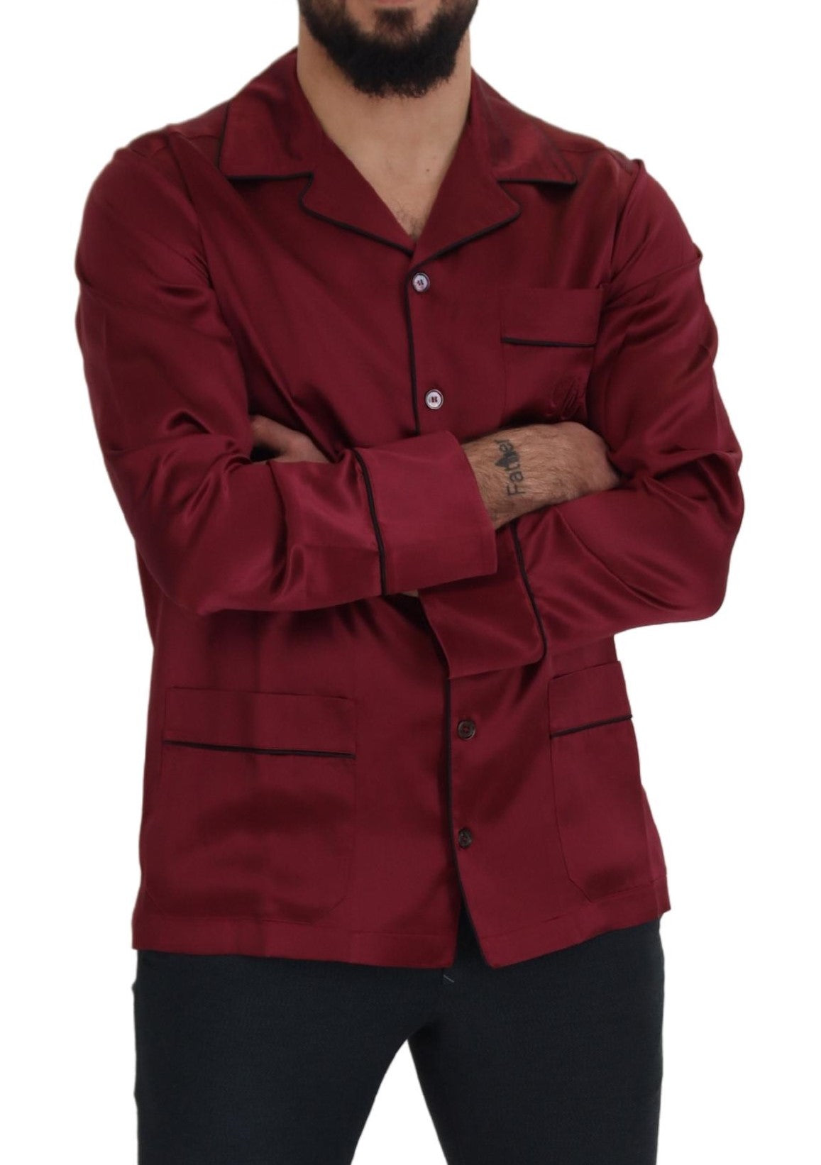 Dolce & Gabbana Rotes Seiden-Lounge-Top Pyjama-Schlafanzug-Shirt