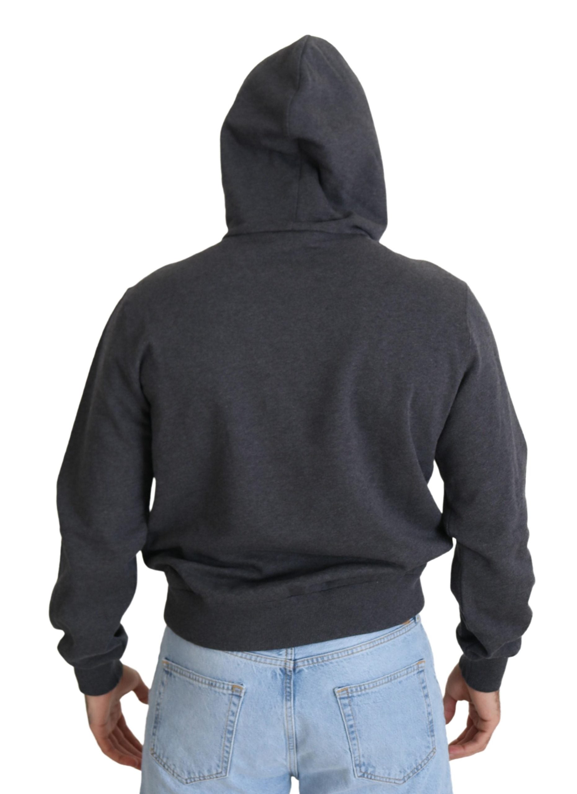 Dolce & Gabbana Graues Logo-Baumwoll-Kapuzenpullover
