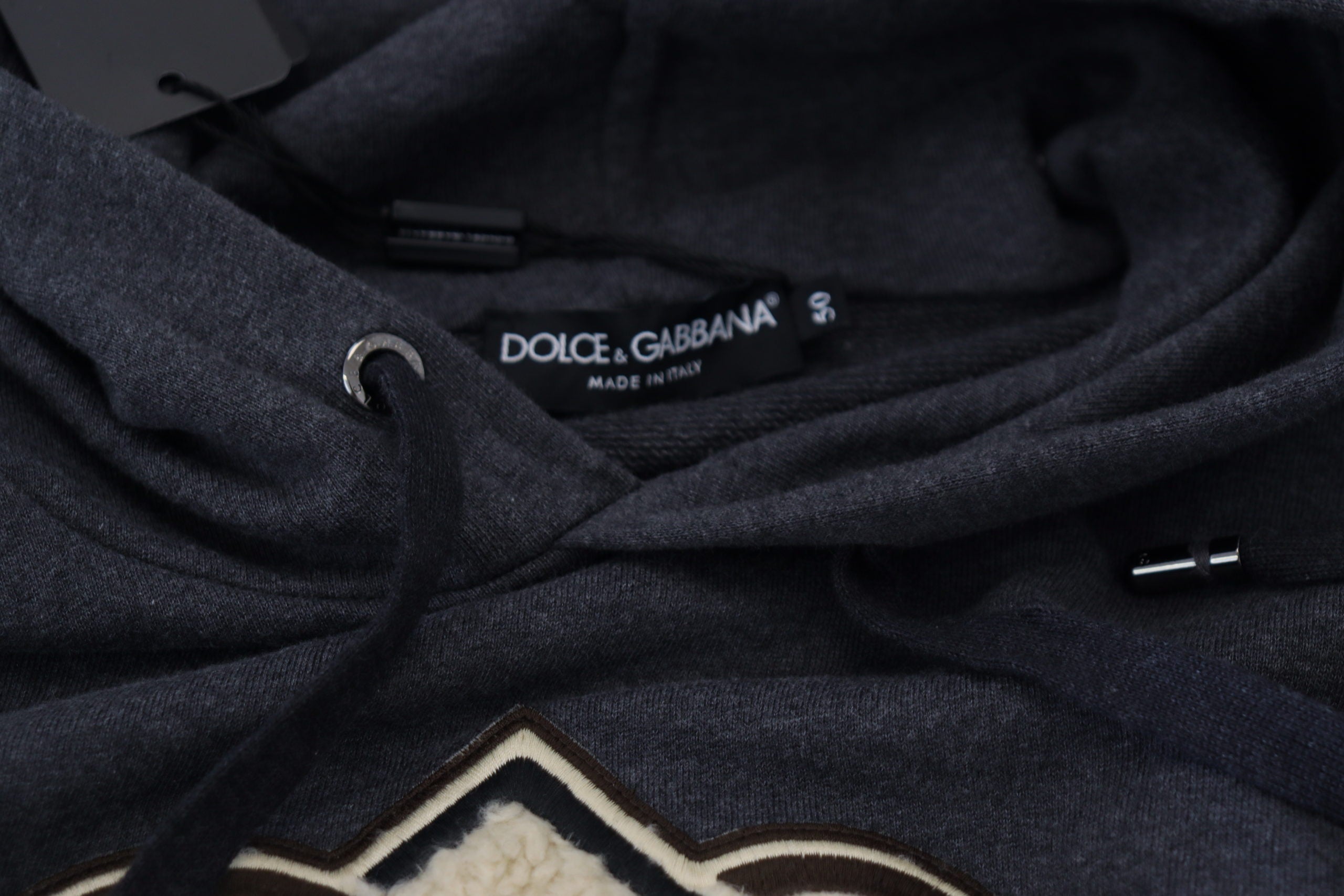 Dolce & Gabbana Graues Logo-Baumwoll-Kapuzenpullover