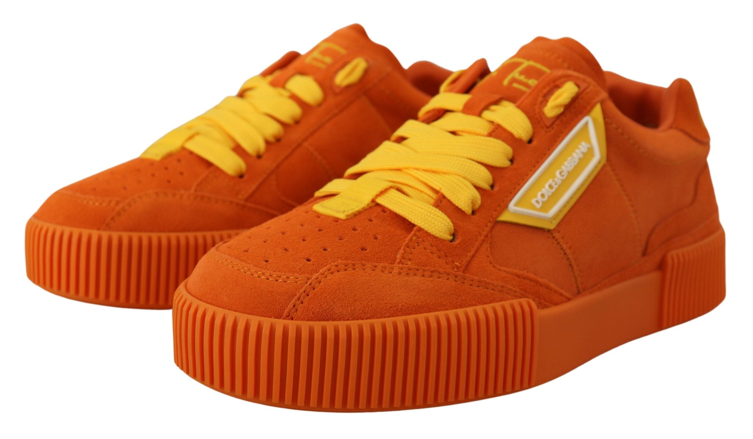 Dolce & Gabbana Orange Leder P.j. Tucker Turnschuhe Schuhe