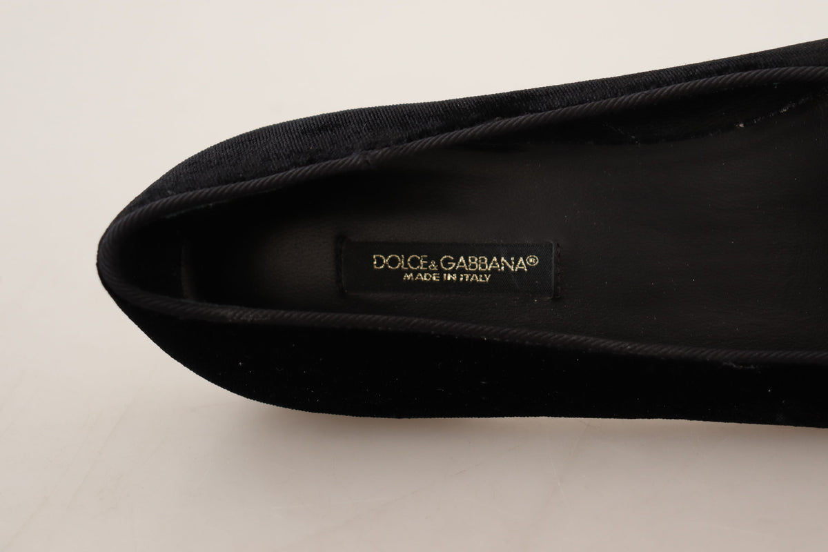 Dolce & Gabbana Schwarz DG Sacred Heart Patch Slip On flache Schuhe