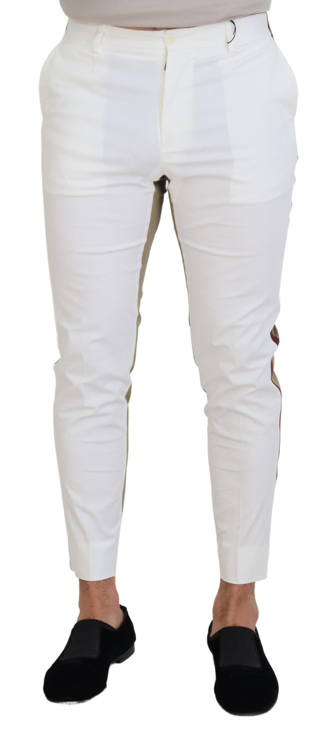 Dolce & Gabbana Weiß-Braun Slim Fit Chino-Hose