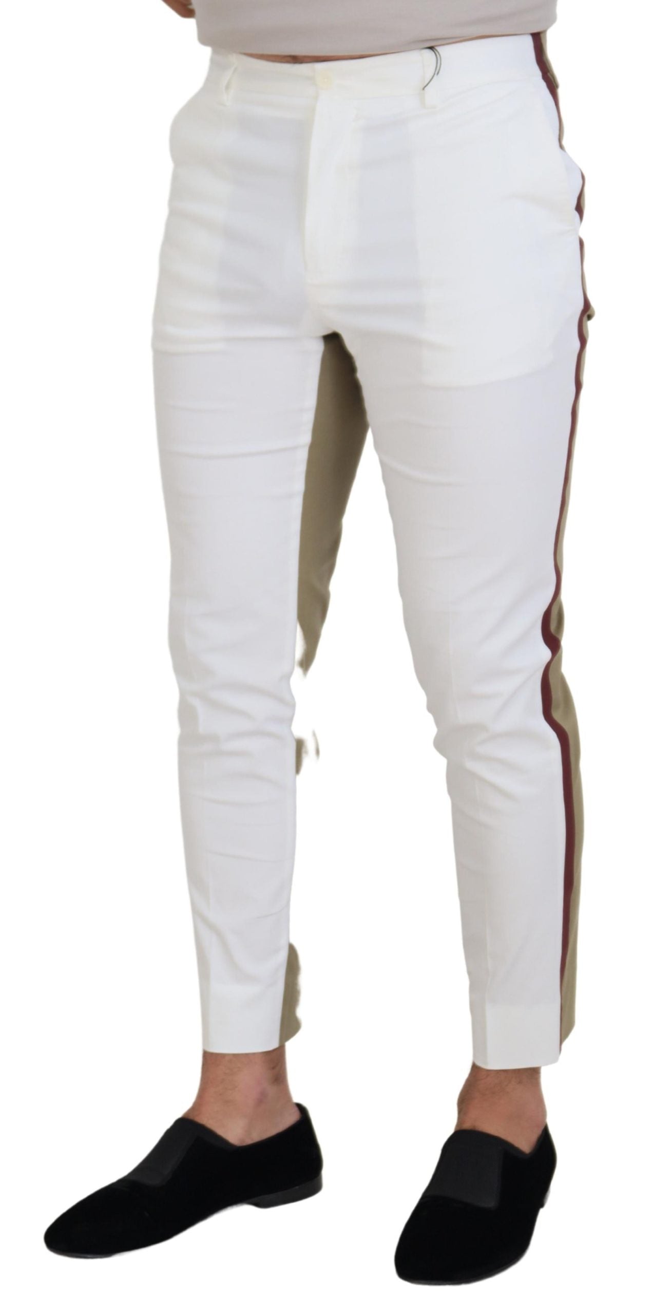 Dolce & Gabbana Weiß-Braun Slim Fit Chino-Hose