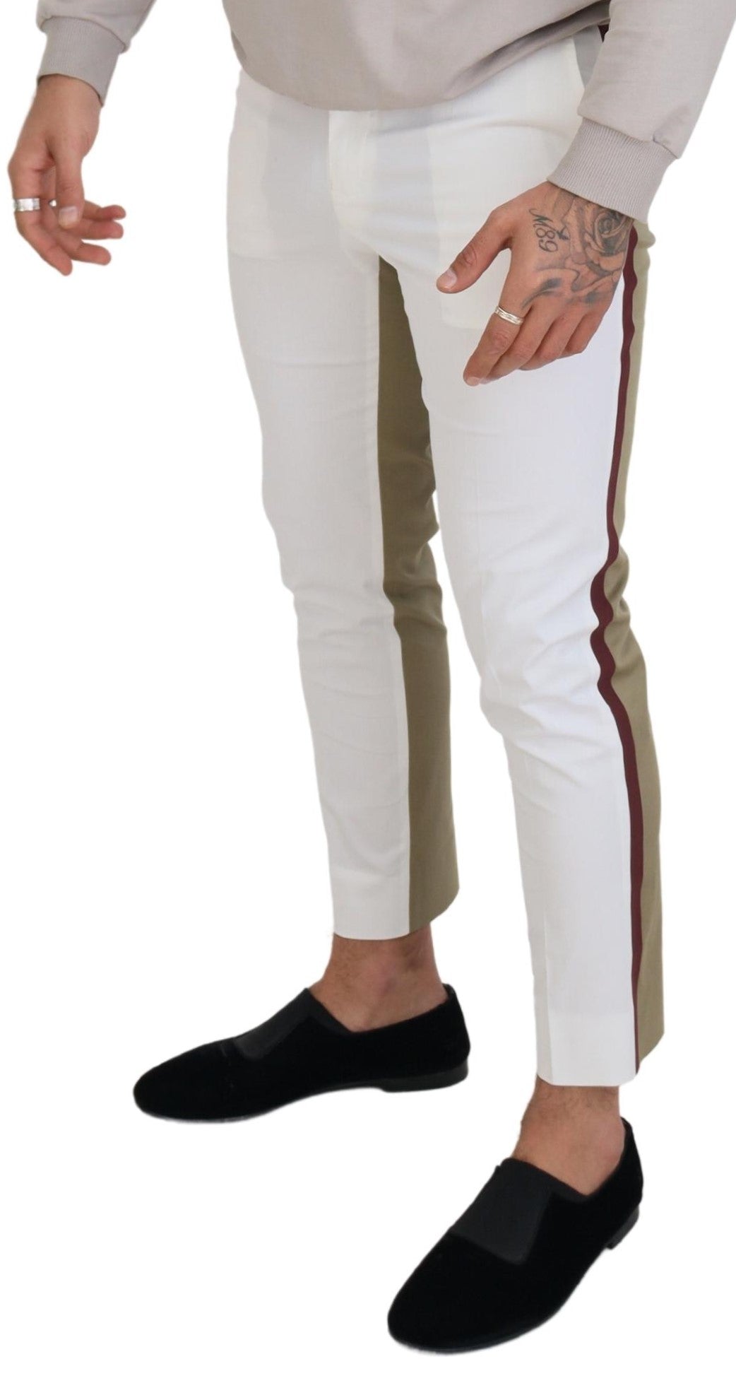 Dolce & Gabbana Weiß-Braun Slim Fit Chino-Hose