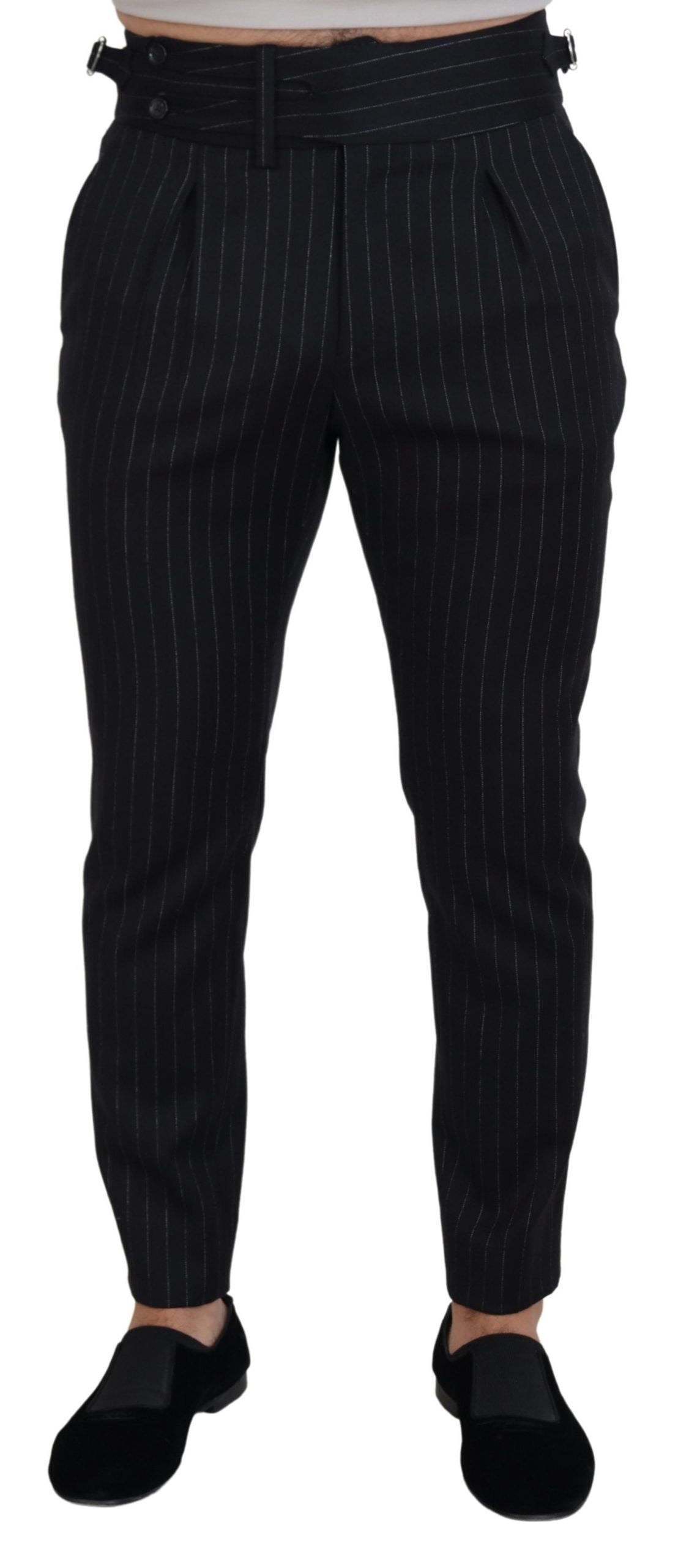 Dolce & Gabbana Gestreifte Chino-Hose aus schwarzer Wolle