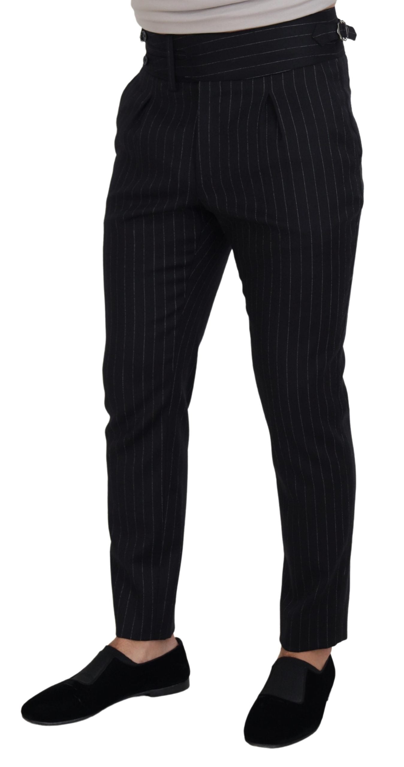 Dolce & Gabbana Gestreifte Chino-Hose aus schwarzer Wolle