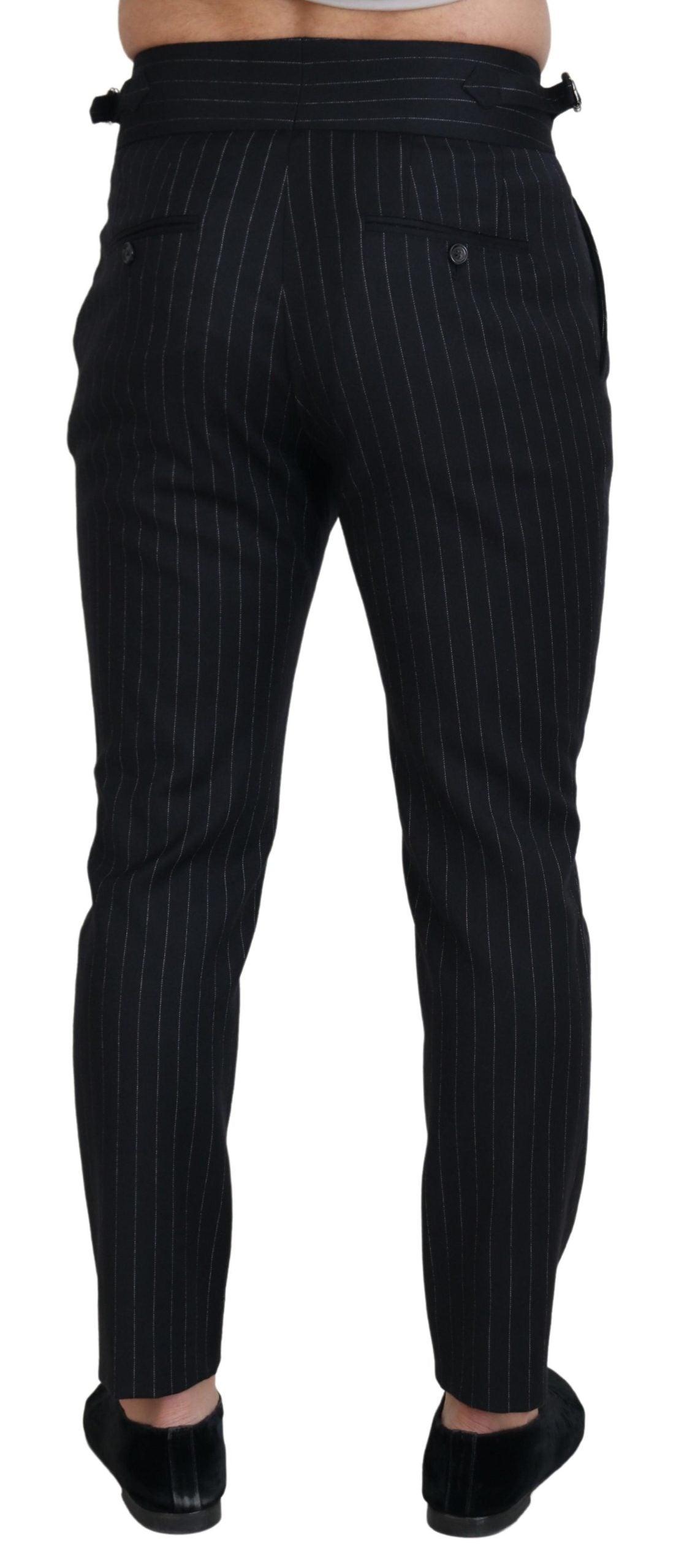 Dolce & Gabbana Gestreifte Chino-Hose aus schwarzer Wolle
