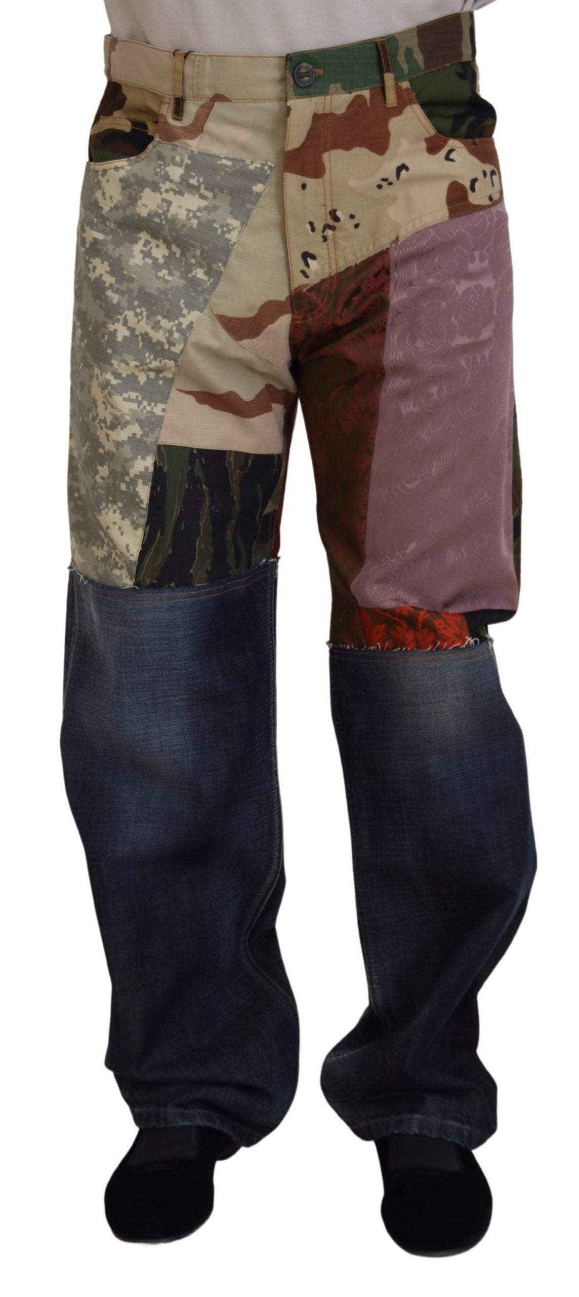 Dolce & Gabbana Multicolor Seide Patchwork Männer Denim Jeans