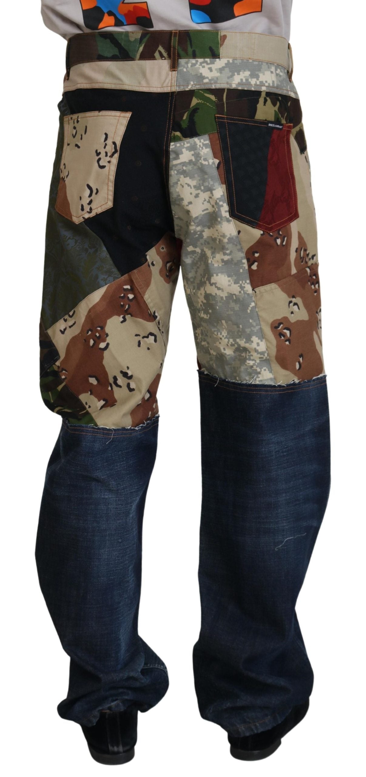 Dolce & Gabbana Multicolor Seide Patchwork Männer Denim Jeans