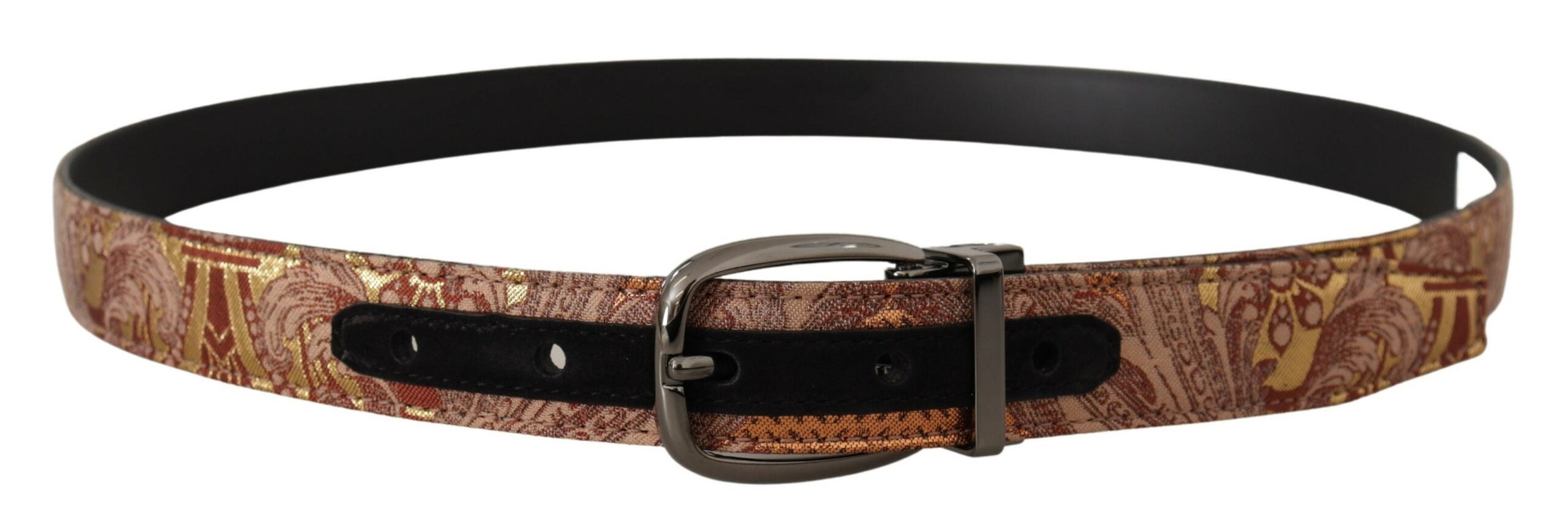Dolce & Gabbana Multicolor geprägter Ledergürtel mit schwarzer Metallschnalle