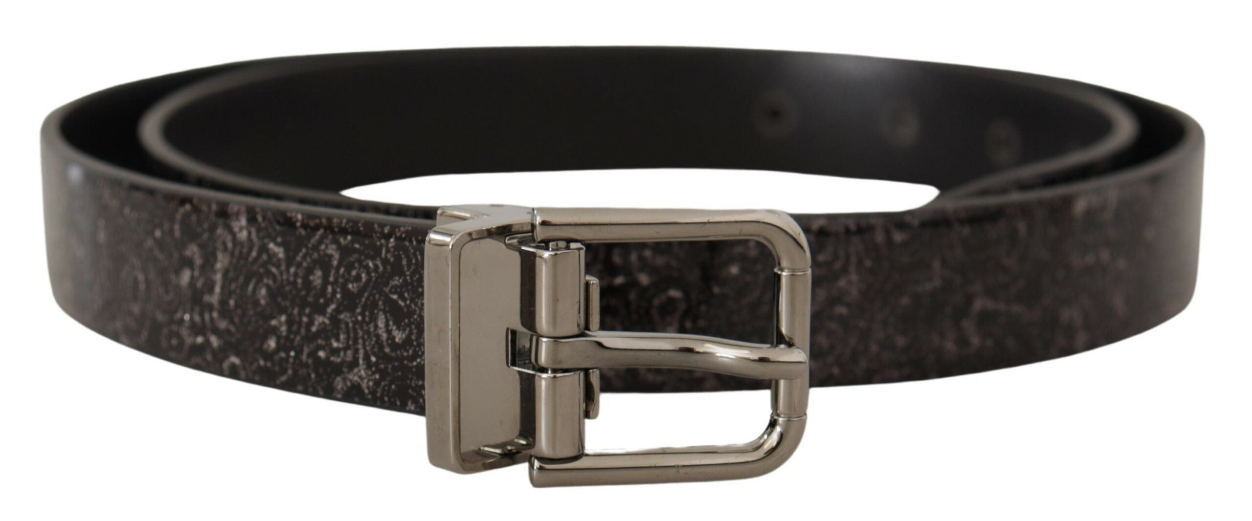 Dolce & Gabbana Schwarzer Goccia Glitter Lackleder Schnalle Vernice Gürtel