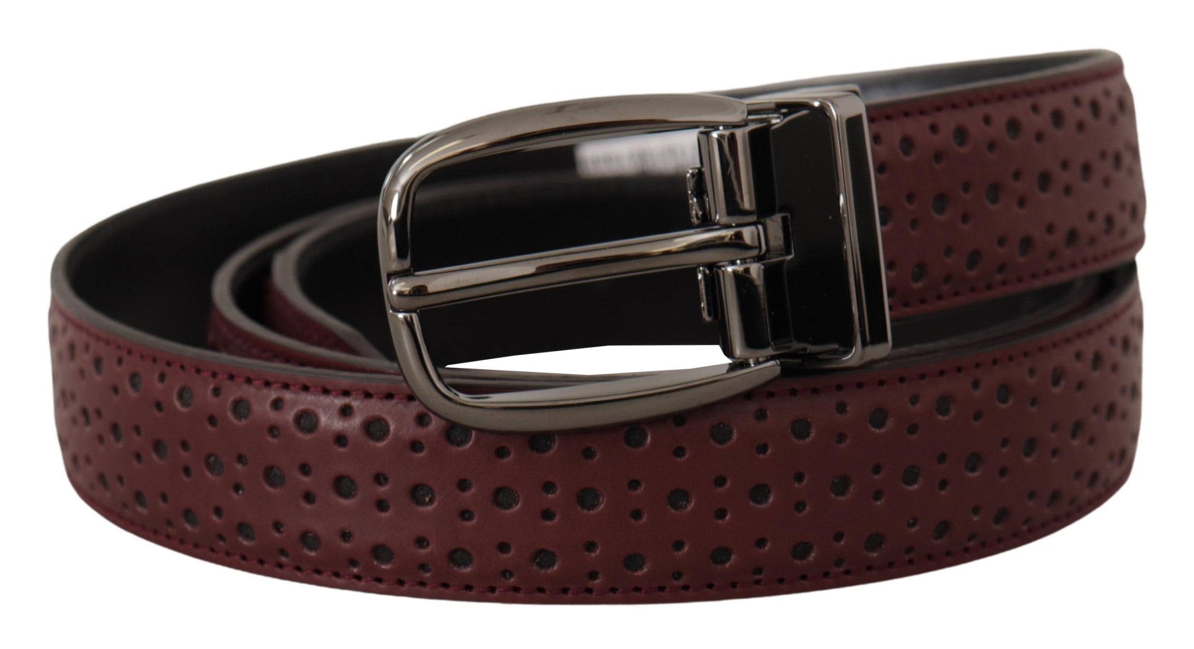 Dolce & Gabbana Brauner perforierter Ledergürtel mit Metallschnalle