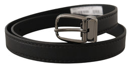 Dolce & Gabbana Schwarzer Leder-Gürtel mit Metall-Logo-Schnalle