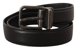 Dolce & Gabbana Schwarzer Kalbsledergürtel mit Logo und Metallschnalle