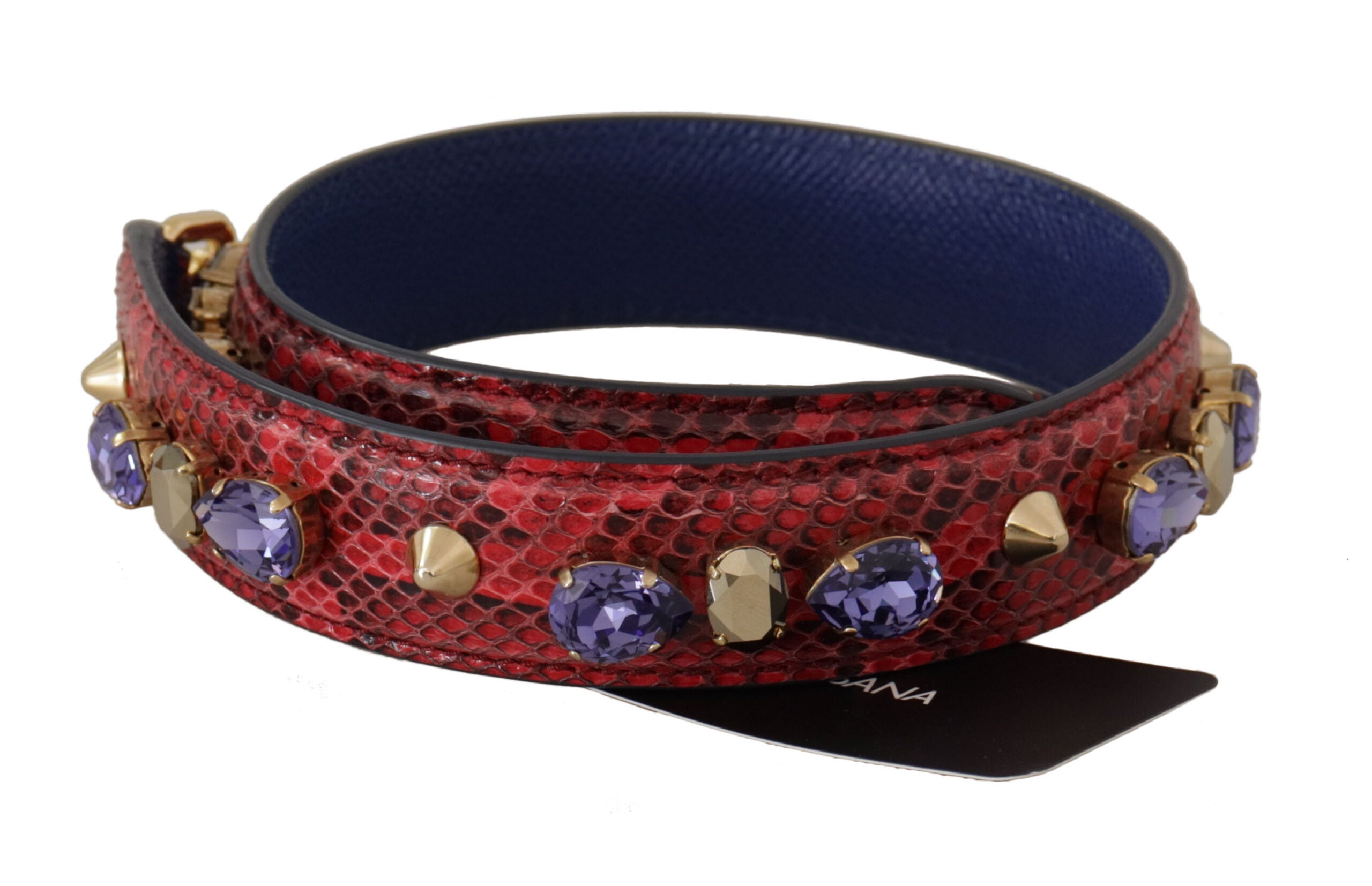Dolce & Gabbana Rote exotische Ledertasche mit Kristallen Schulterriemen