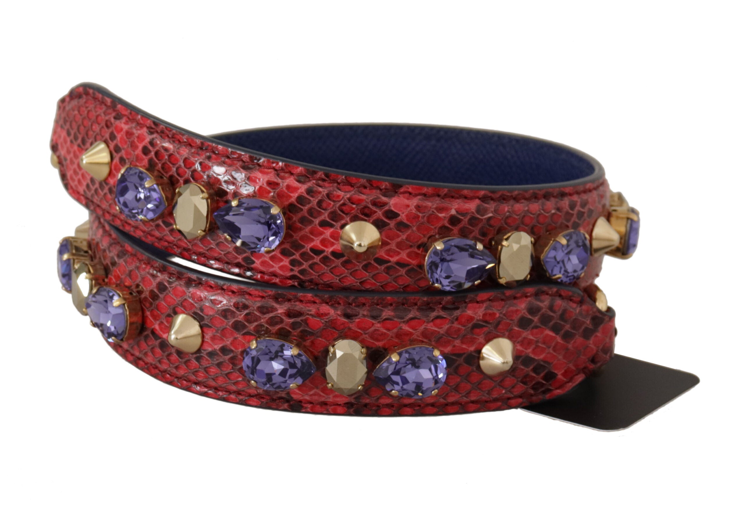 Dolce & Gabbana Rote exotische Ledertasche mit Kristallen Schulterriemen