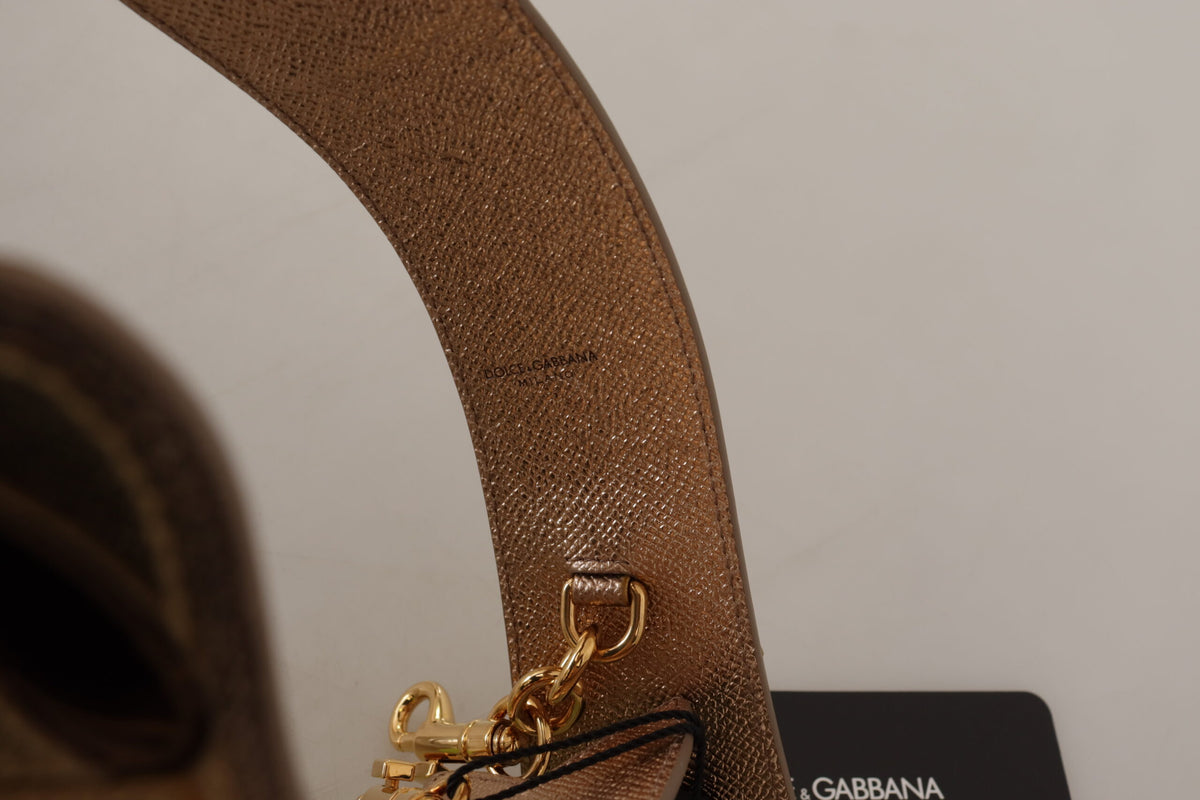 Dolce & Gabbana Gold Leder LOVE Patch Tasche Schulterriemen
