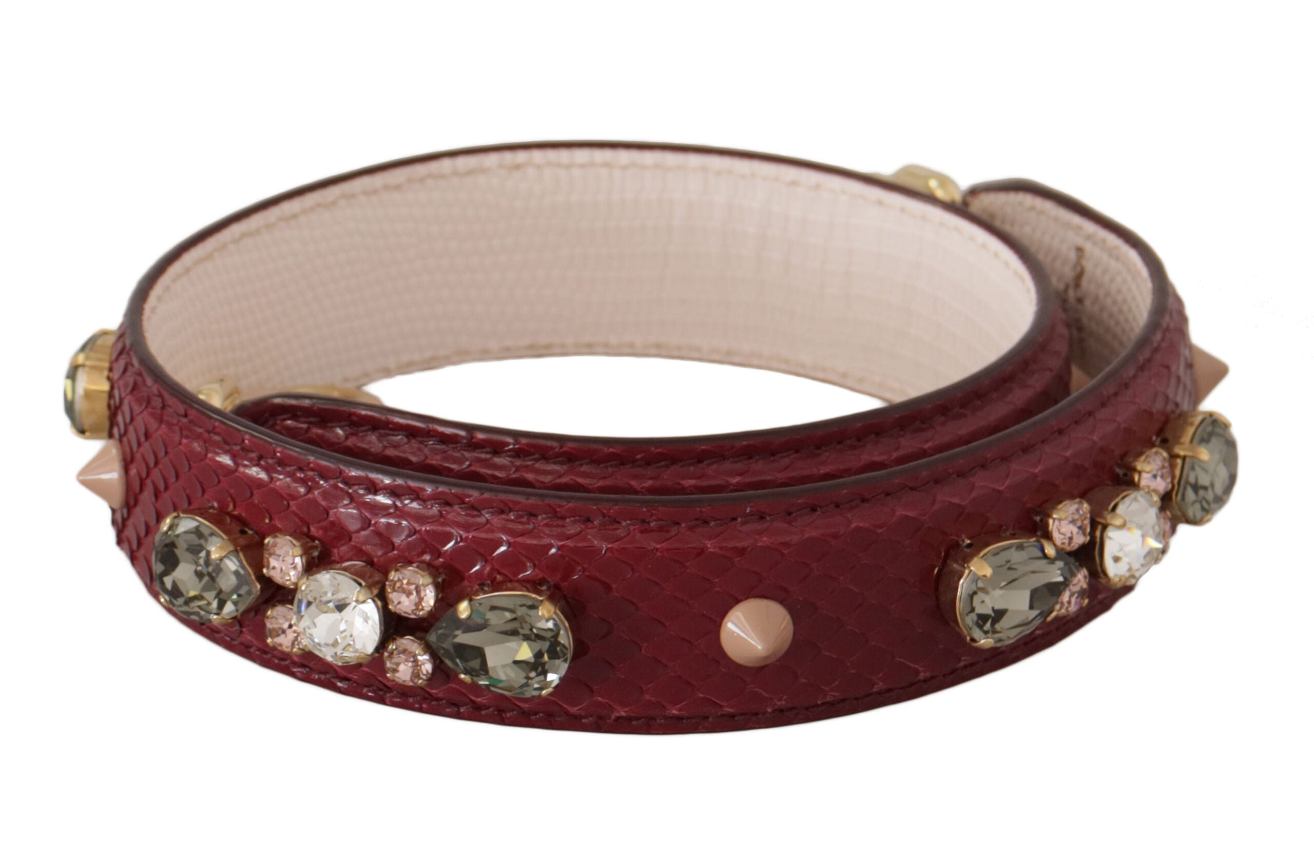 Dolce & Gabbana Bordeaux Leder Crystals Tasche Schulterriemen