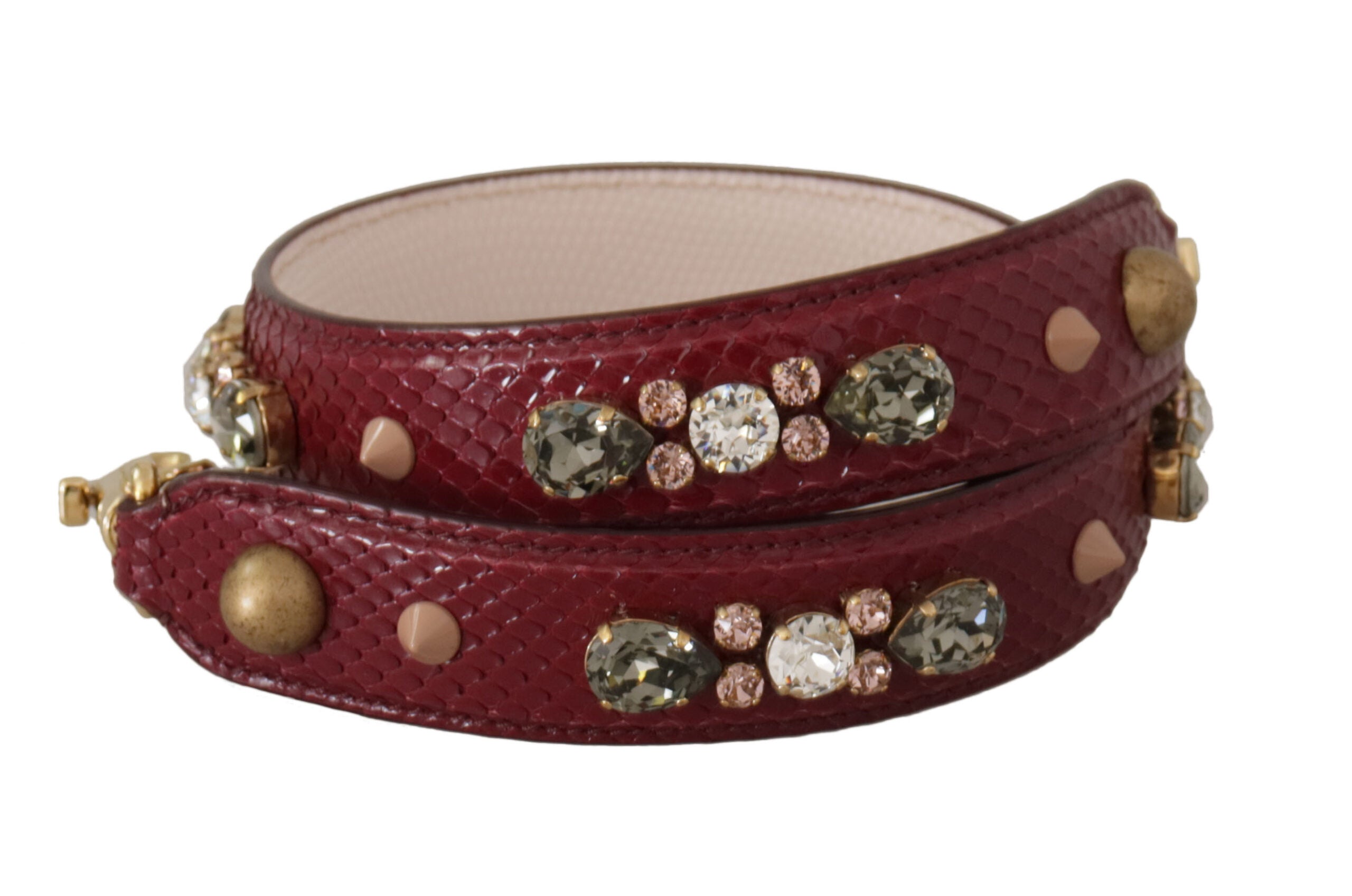 Dolce & Gabbana Bordeaux Leder Crystals Tasche Schulterriemen