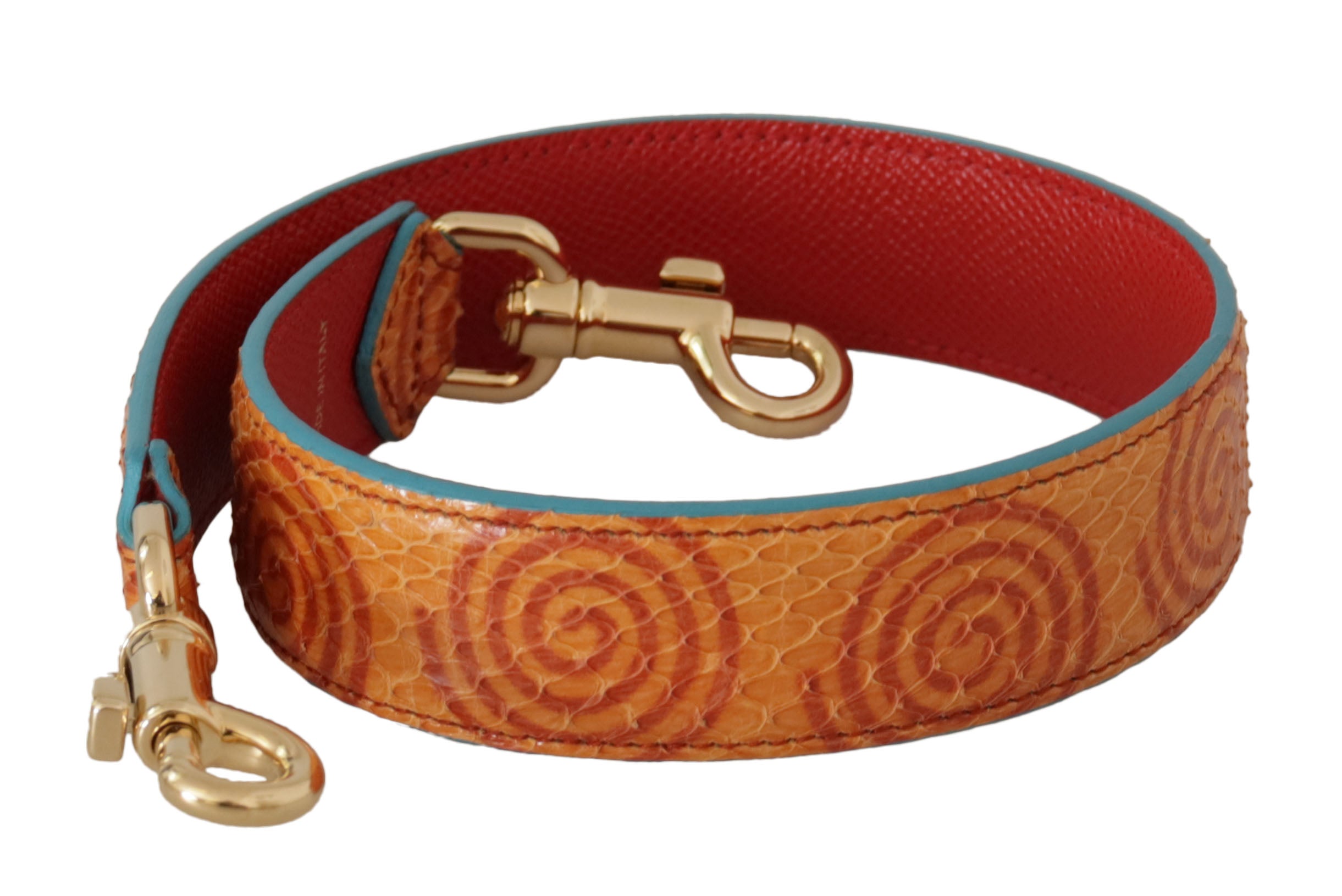 Dolce & Gabbana Orange Leder Swirl Print Tasche Schulterriemen