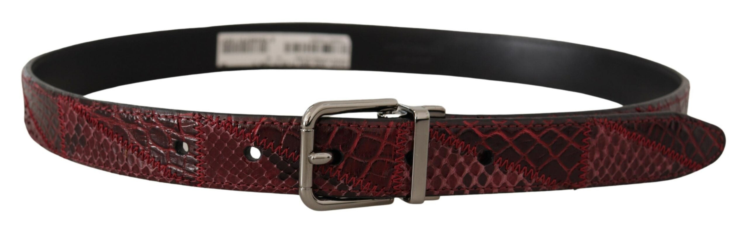 Dolce & Gabbana Roter Exotenleder-Gürtel mit Metall-Logo-Schnalle