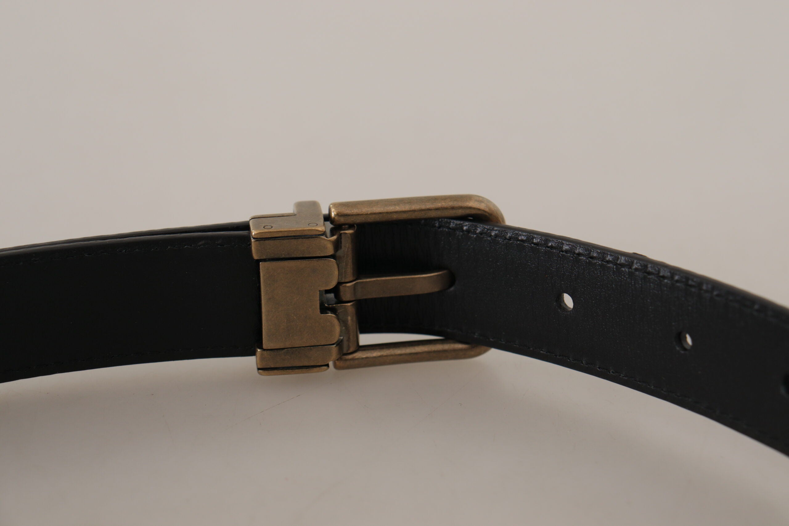 Dolce & Gabbana Brauner Ledergürtel mit Leopardenmuster und bronzefarbener Metallschnalle
