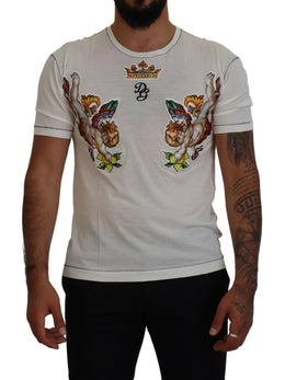Dolce & Gabbana Weißes bedrucktes Kurzarm-T-Shirt für Männer